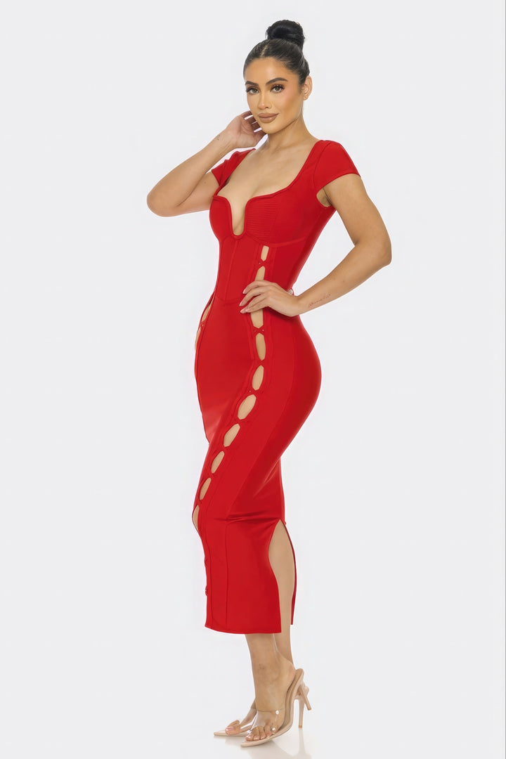 Bandage Midi Dress, Red