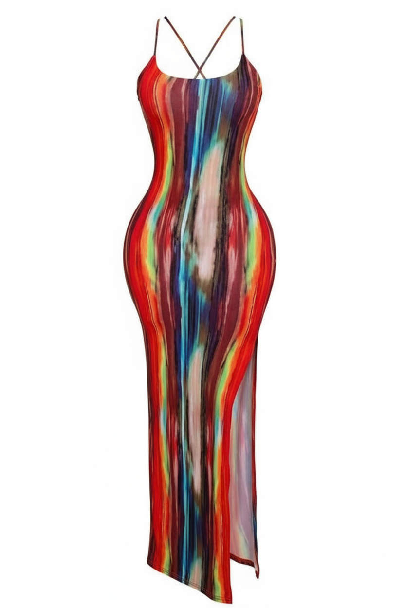 Bandeau Bodycon Maxi Dress - Red