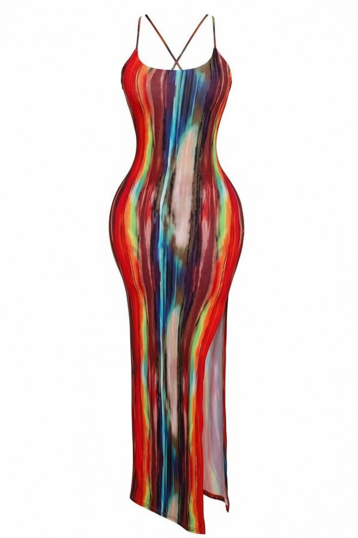 Bandeau Bodycon Maxi Dress - Red