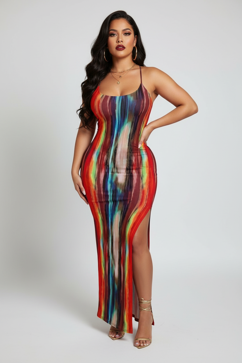 Bandeau Bodycon Maxi Dress - Red