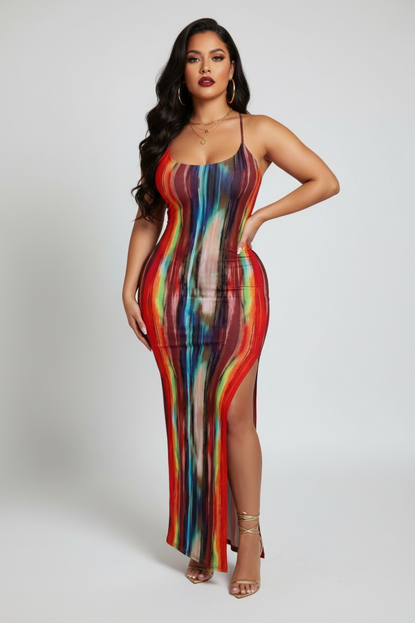 Bandeau Bodycon Maxi Dress - Red