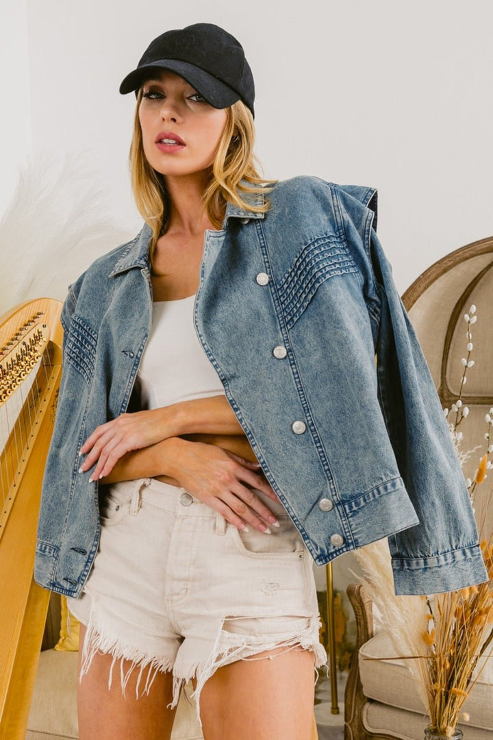 Button Up Long Sleeve Denim Jacket