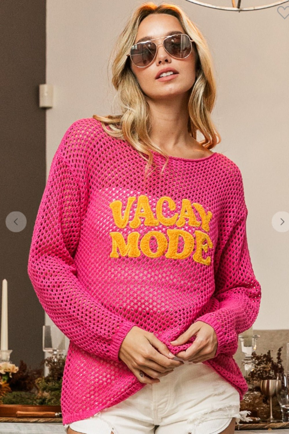 VACAY MODE Embroidered Knit Cover Up