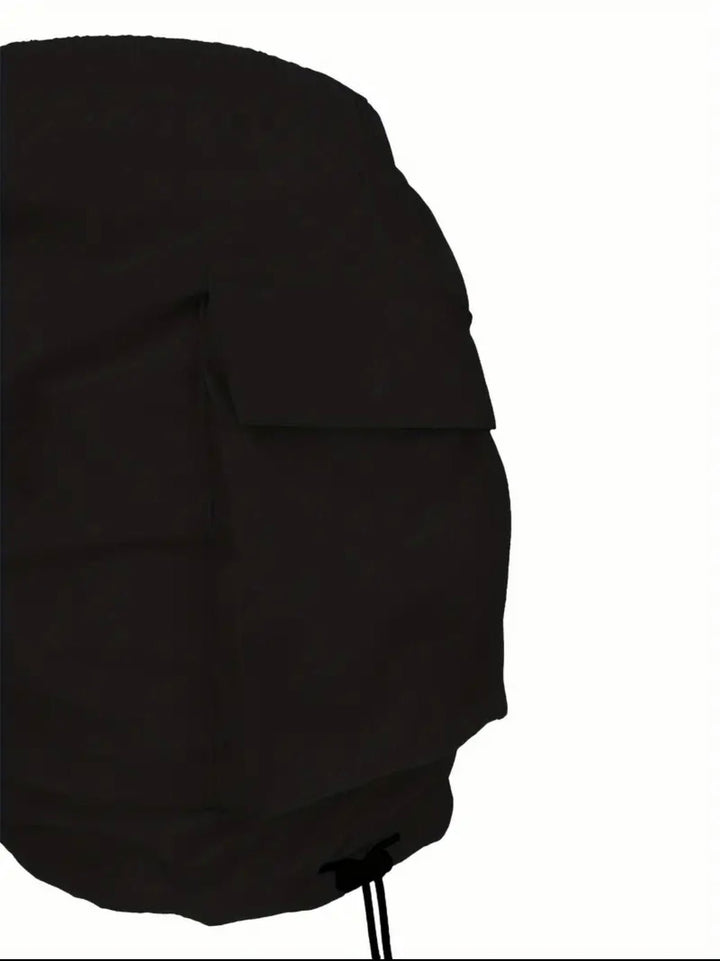 Black Drawstring Cargo Mini Skirt