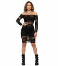 Black hollow out see through dress