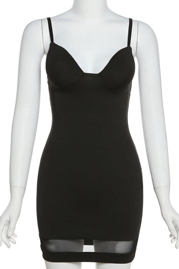 Black Hourglass Bodycon Dress - 7Kouture