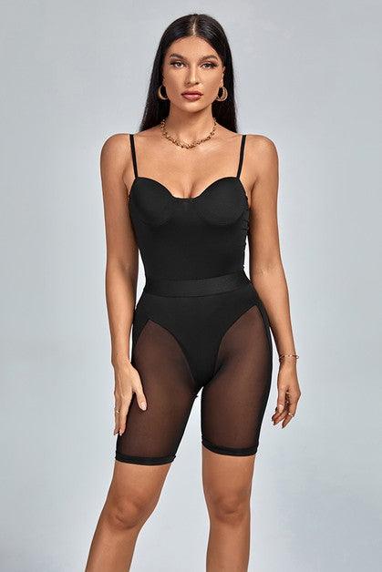 Black Mesh Shorts Set - 7Kouture