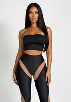 Black Patchwork 2 piece pants set