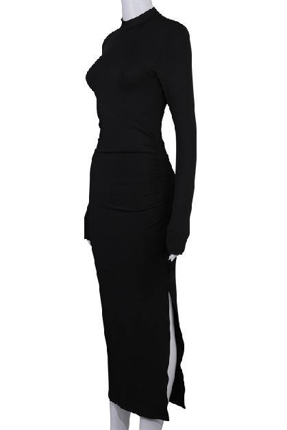 Bodycon Maxi Dress - Black - 7Kouture