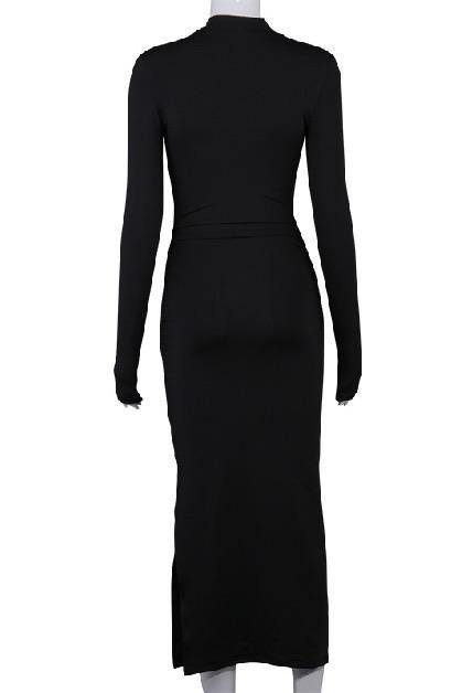 Bodycon Maxi Dress - Black - 7Kouture