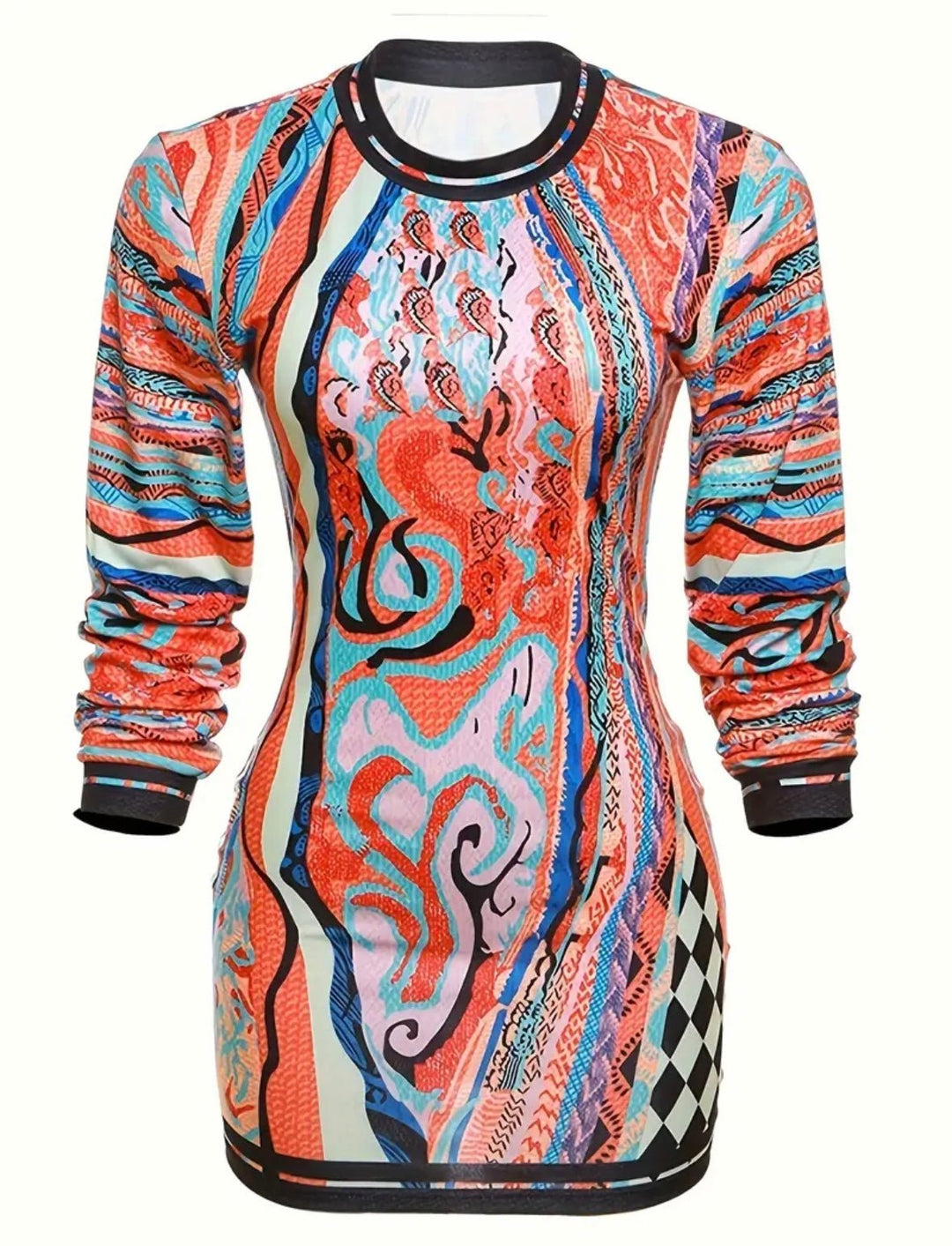 Boho Print Multicolored Dress