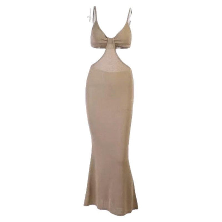 Brunch Cutout Maxi Dress - Khaki - 7Kouture