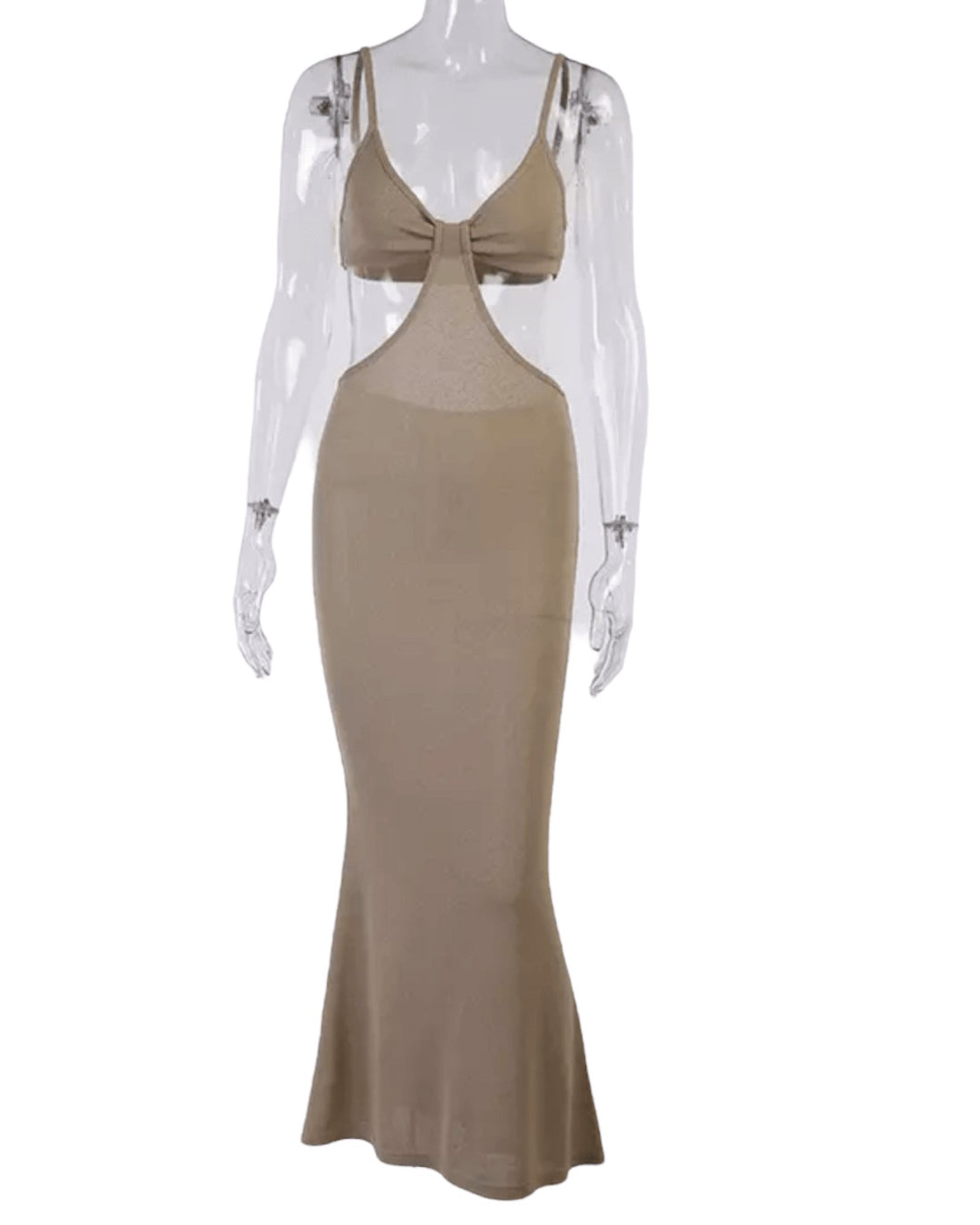 Brunch Cutout Maxi Dress - Khaki - 7Kouture