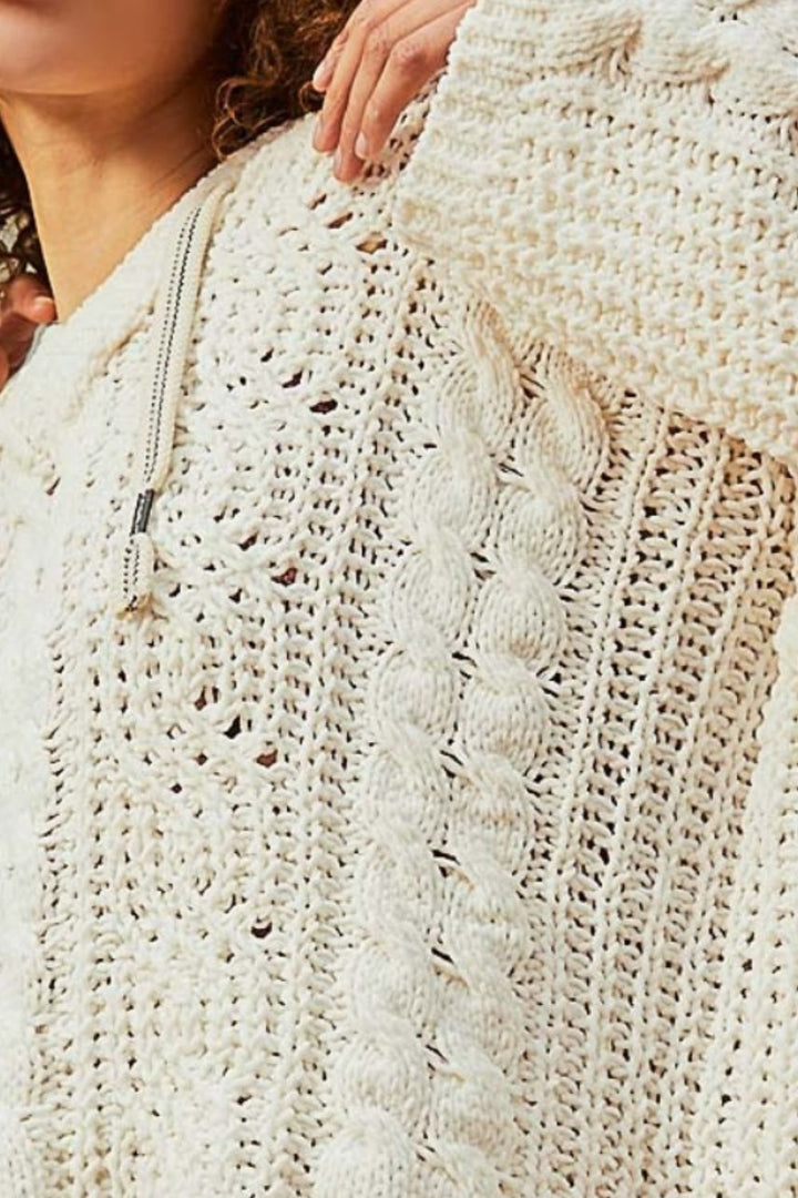 Cable Knit Hooded Chenille Sweater