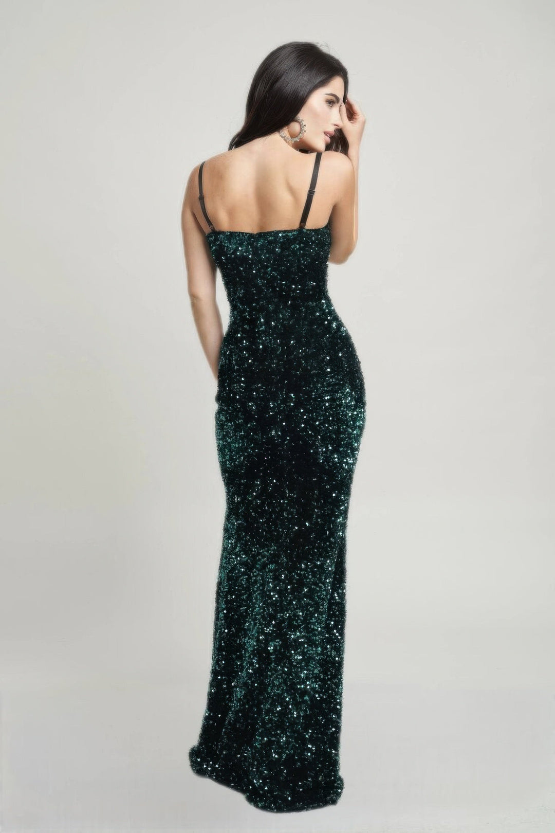 Cecily Teddy Velvet Corset Maxi Dress, Green