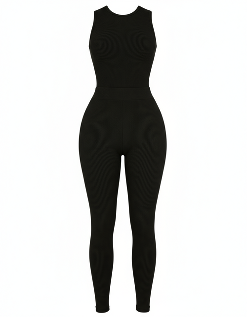 Comfort Ribbed 2 Piece Pants Set, Black