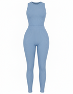 Comfort Ribbed 2 Piece Pants Set, Blue