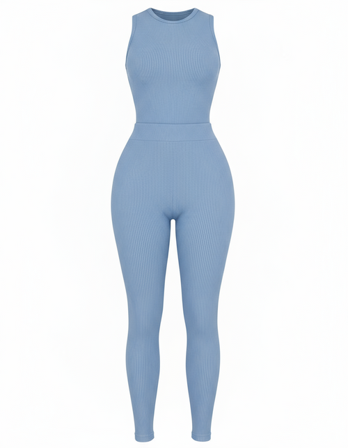 Comfort Ribbed 2 Piece Pants Set, Blue