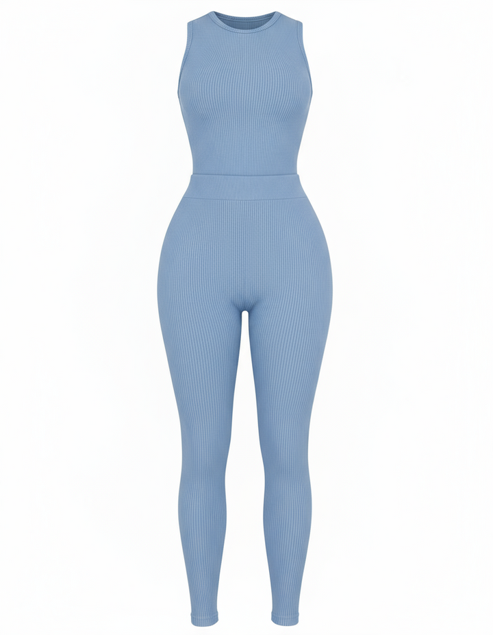 Comfort Ribbed 2 Piece Pants Set, Blue