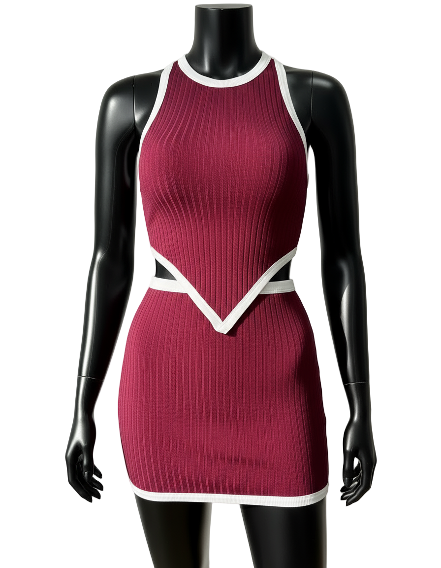 Contrast Hem Bodycon Skirt Set