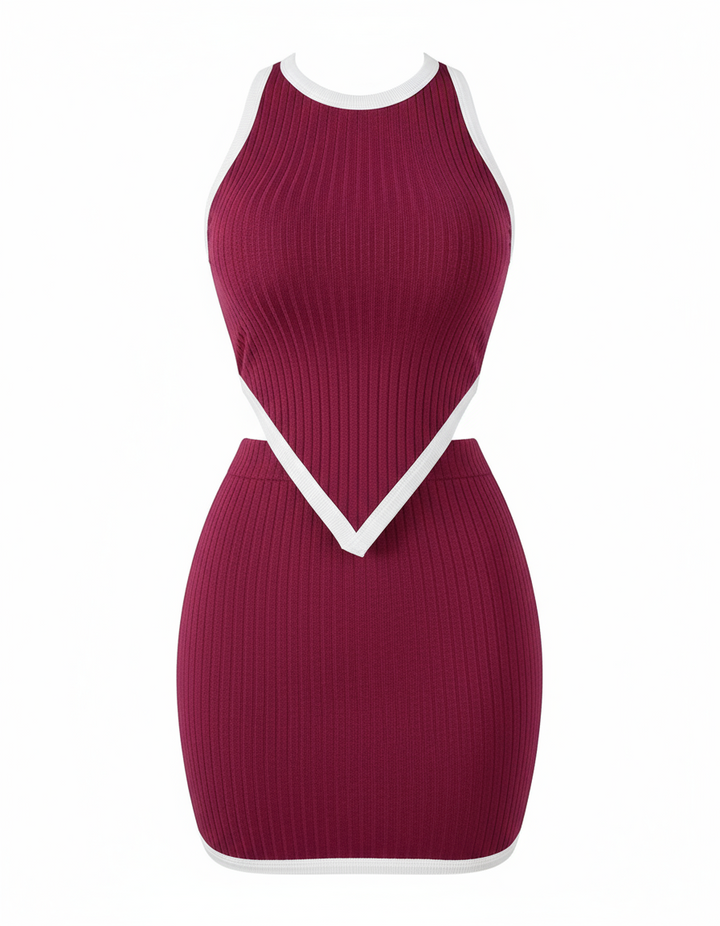 Contrast Hem Bodycon Skirt Set