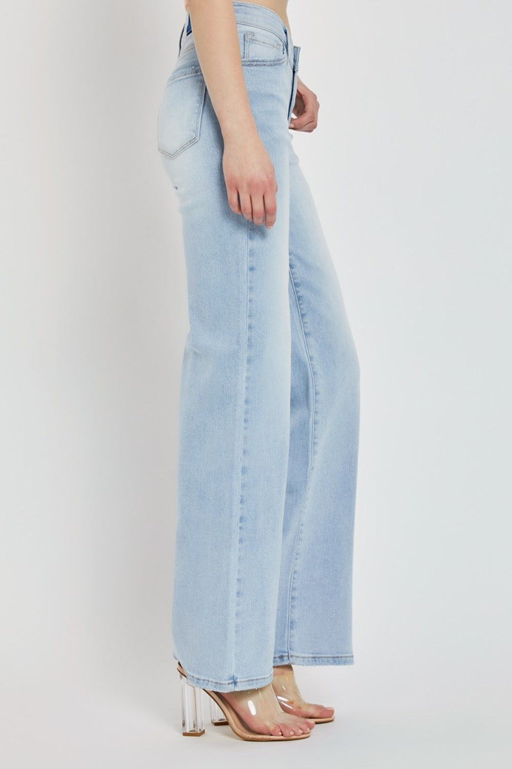 Wide Leg V Dipped Front Waist Jeans