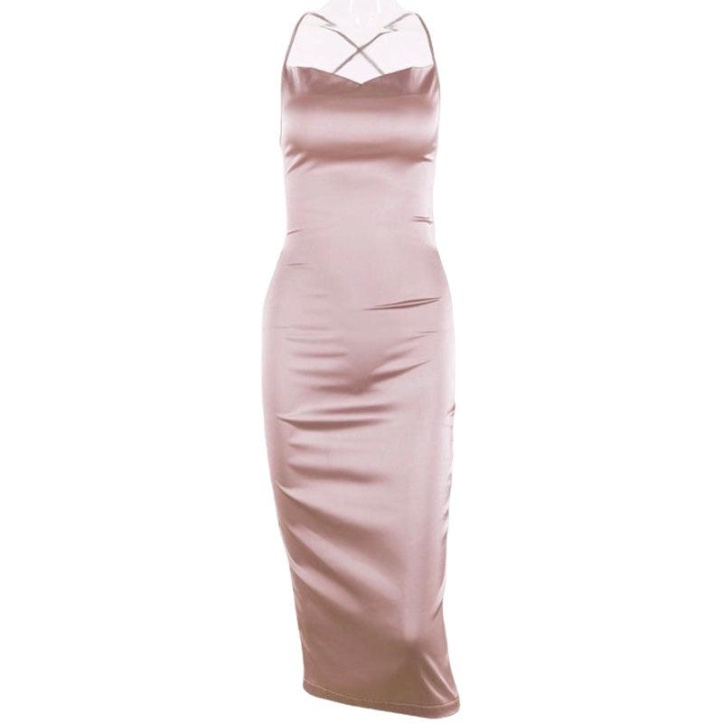 Date Night Satin Bodycon Dress - 7Kouture