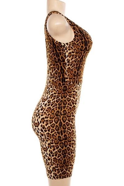 Deep V Cut Leopard Print Romper - 7Kouture