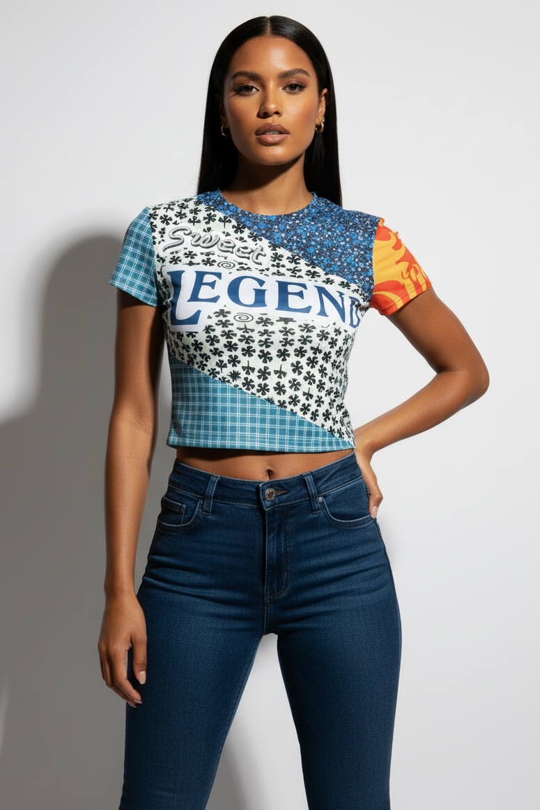 Designer Print Crop Top