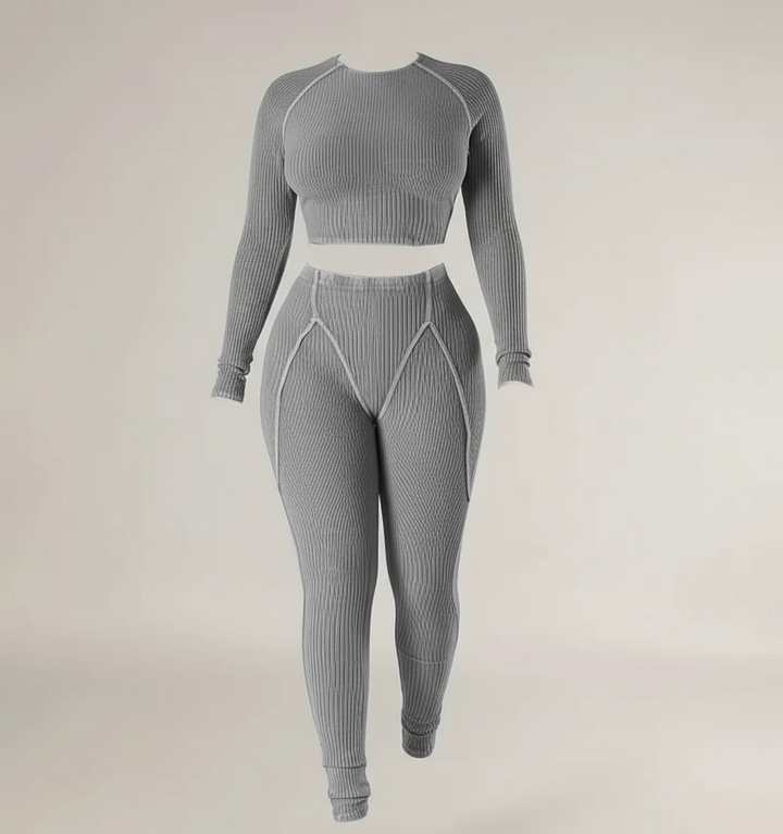 Distressed 2 Piece Crop Top and Pants Set