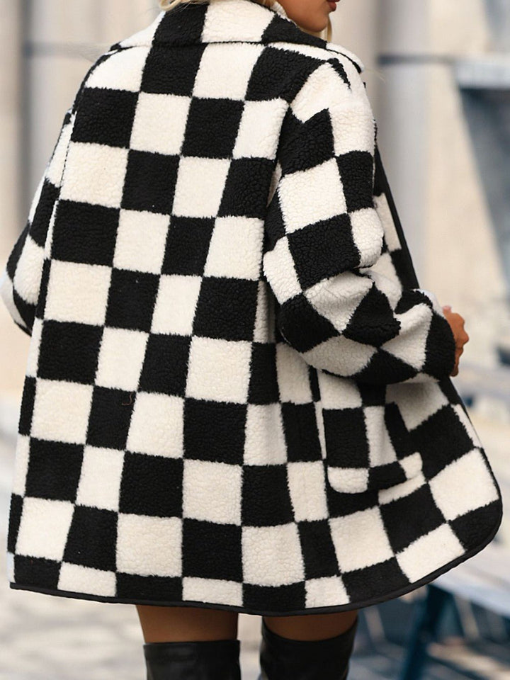 Checkered Button Front Coat