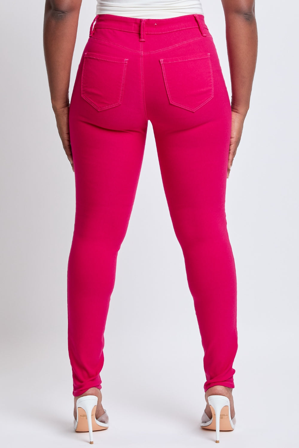 Hyperstretch Mid-Rise Skinny Jeans, Neon Pink