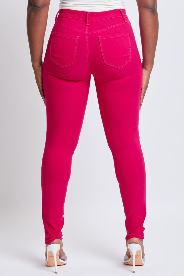 Hyperstretch Mid-Rise Skinny Jeans, Neon Pink