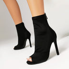 Peep Toe Pointed Stiletto Ankle Boots Women
