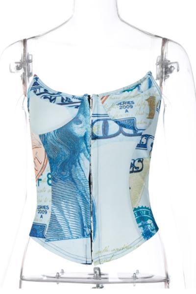 Euros, Dollars and Yen Money Corset Top - 7Kouture