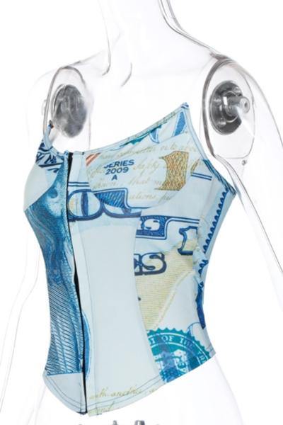 Euros, Dollars and Yen Money Corset Top - 7Kouture