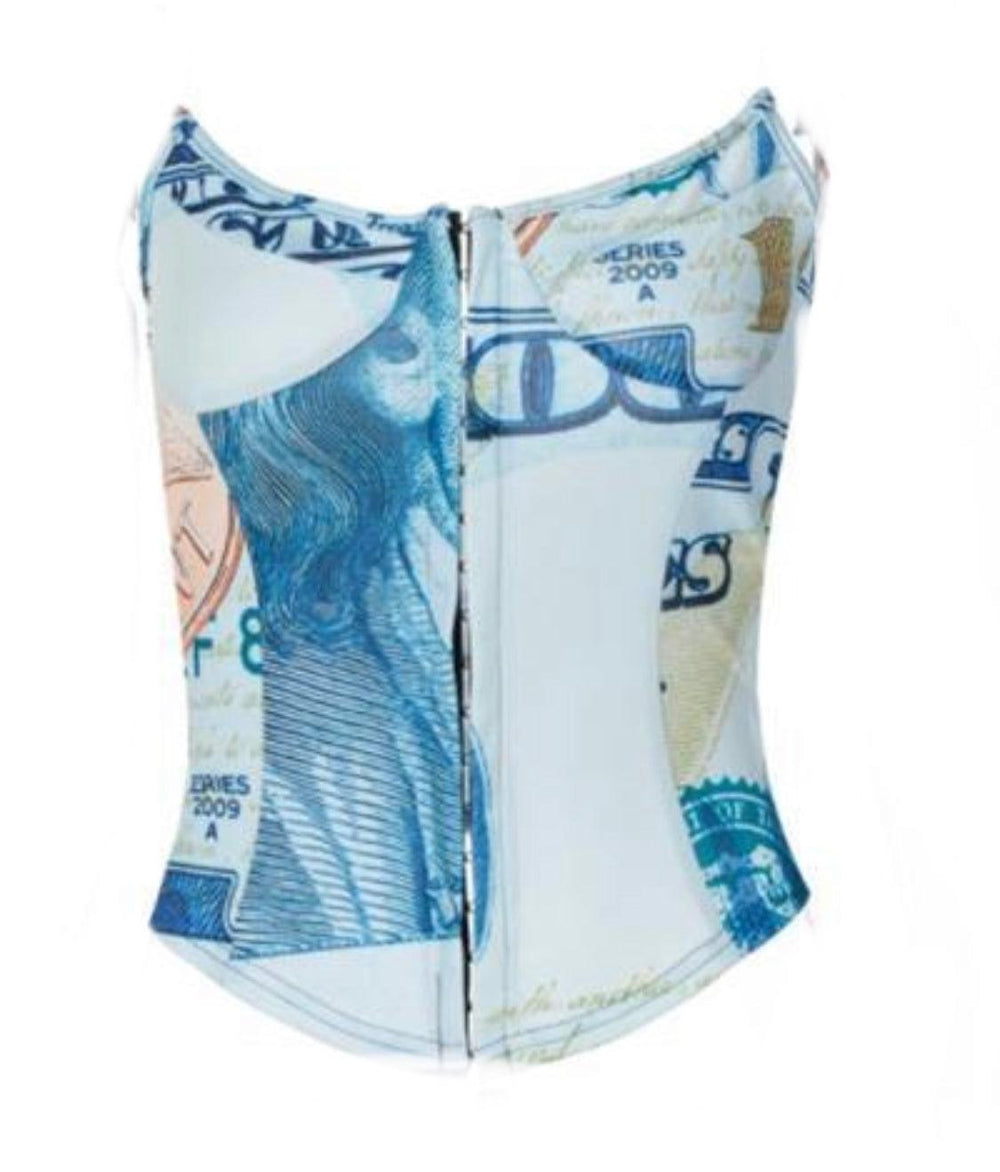 Euros, Dollars and Yen Money Corset Top - 7Kouture