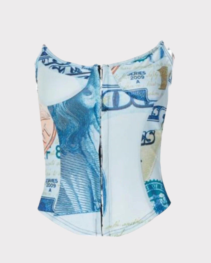 Euros, Dollars and Yen Money Corset Top - 7Kouture