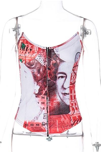 Euros, Dollars and Yen Money Corset Top - 7Kouture