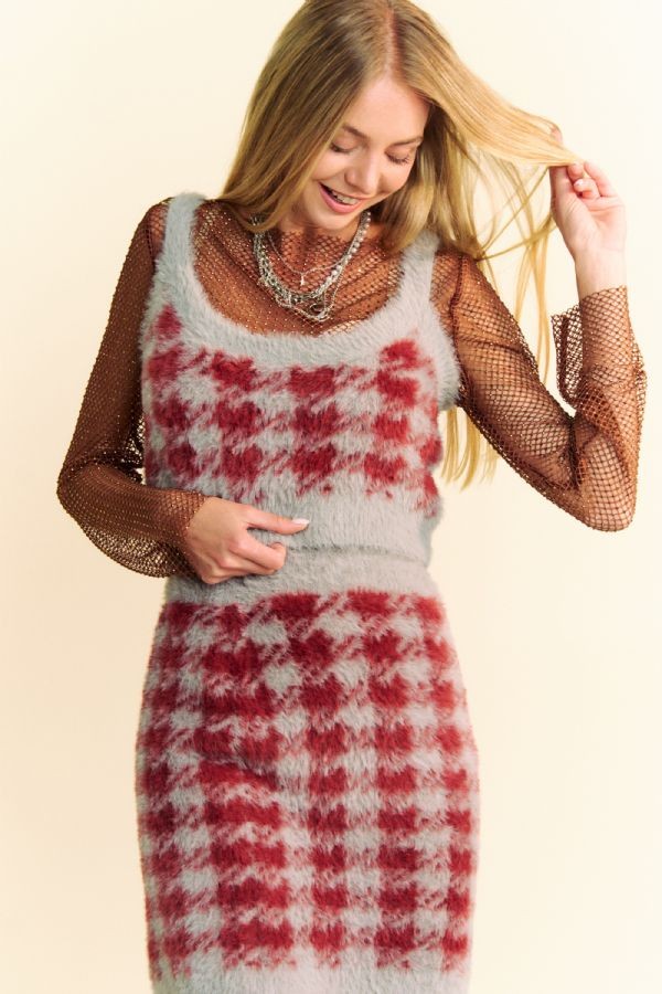 Scoop Neck Skirt Sweater Set