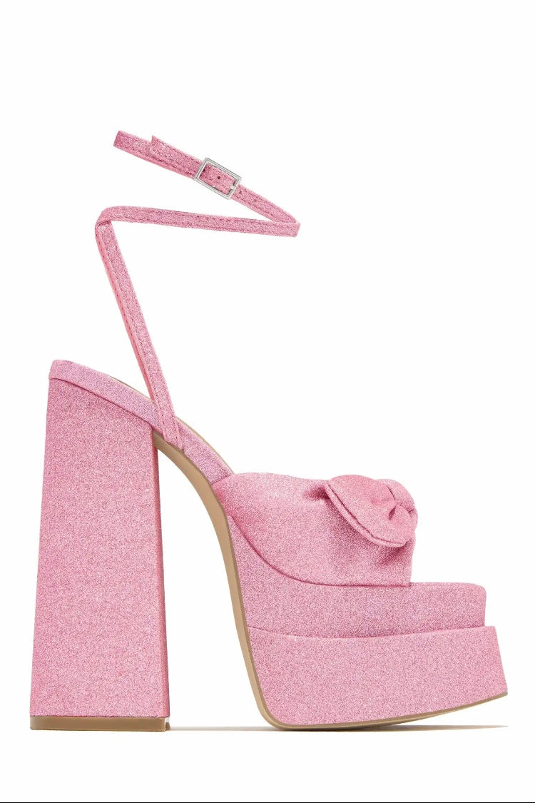 Bow Super High Heels Glitter Open Toe Sandals