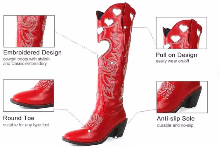 Retro Cowboy Heart Western Boots