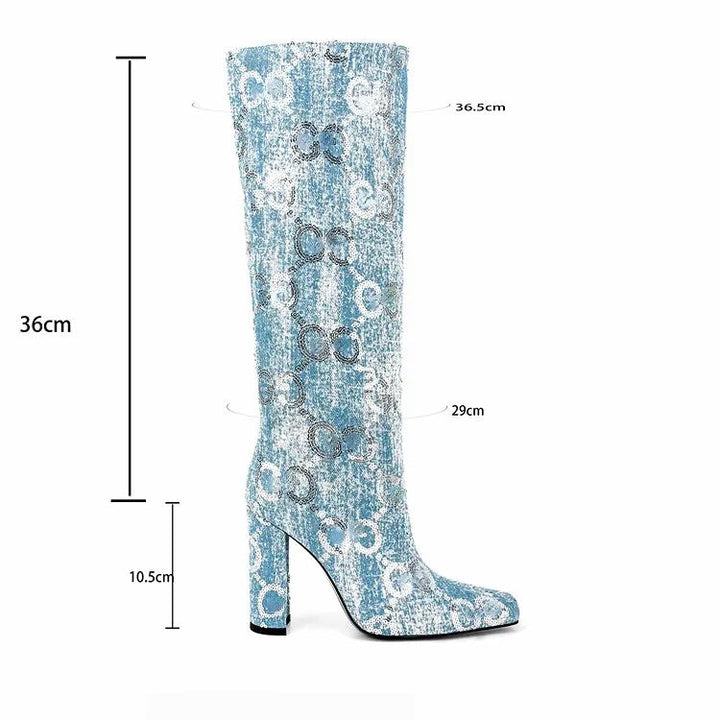 Knee-High Denim Boots