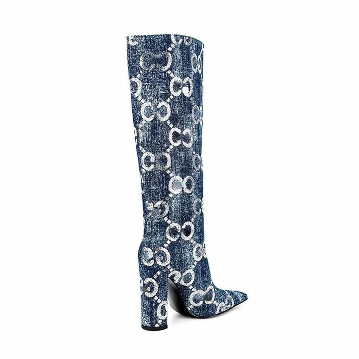 Knee-High Denim Boots