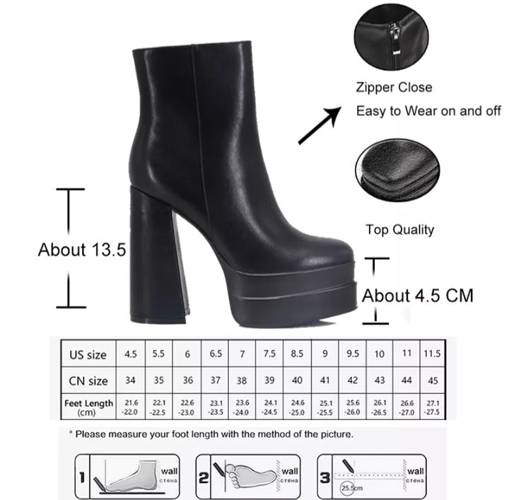 Fashionella Platform High Chunky Heel Women Ankle Gogo Boots