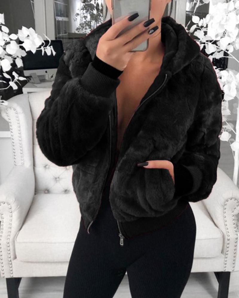 Faux Fur Hooded Lightweight Jacket - 7Kouture