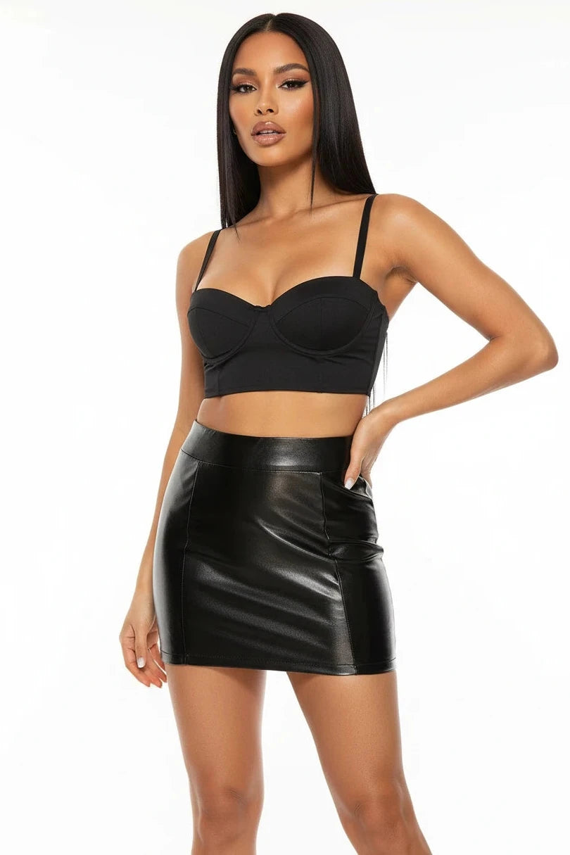 Faux Leather Mini Skirt - 7Kouture