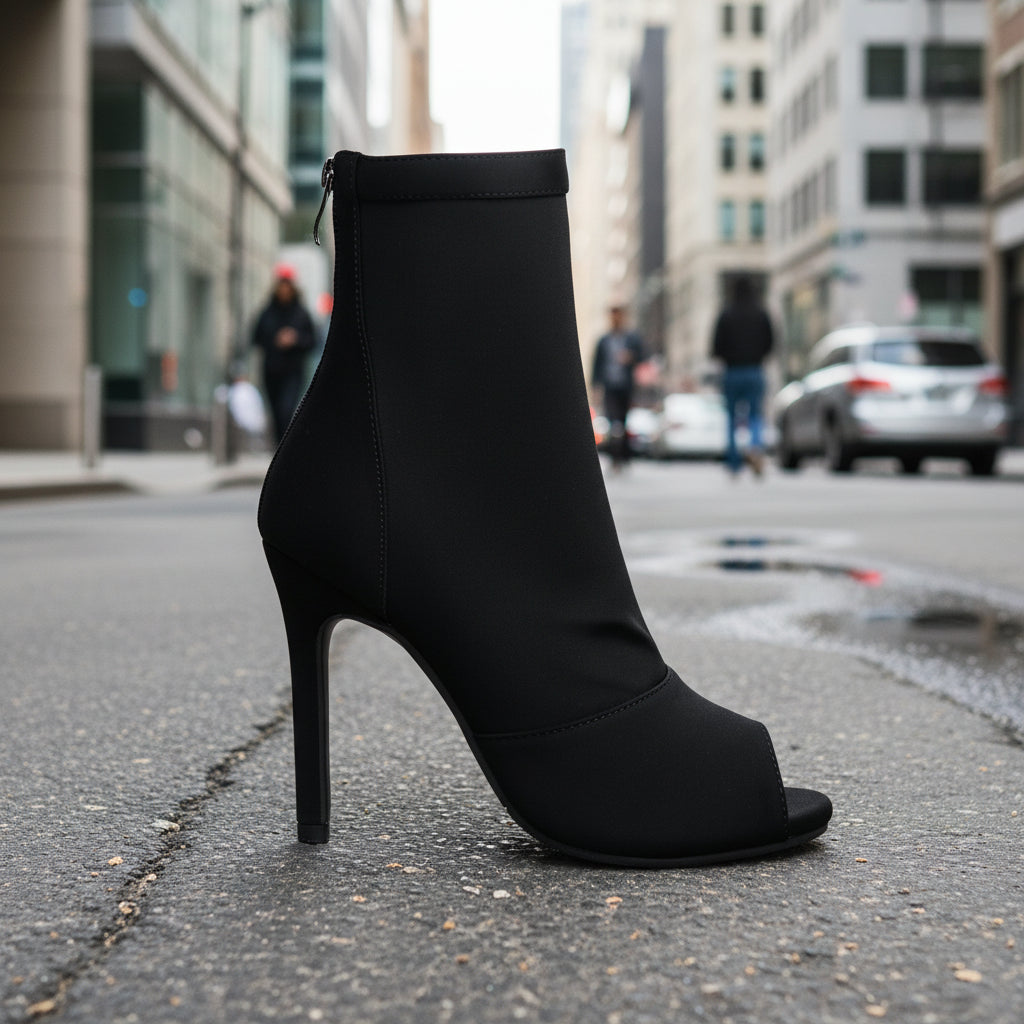 Peep Toe Pointed Stiletto Ankle Boots Women