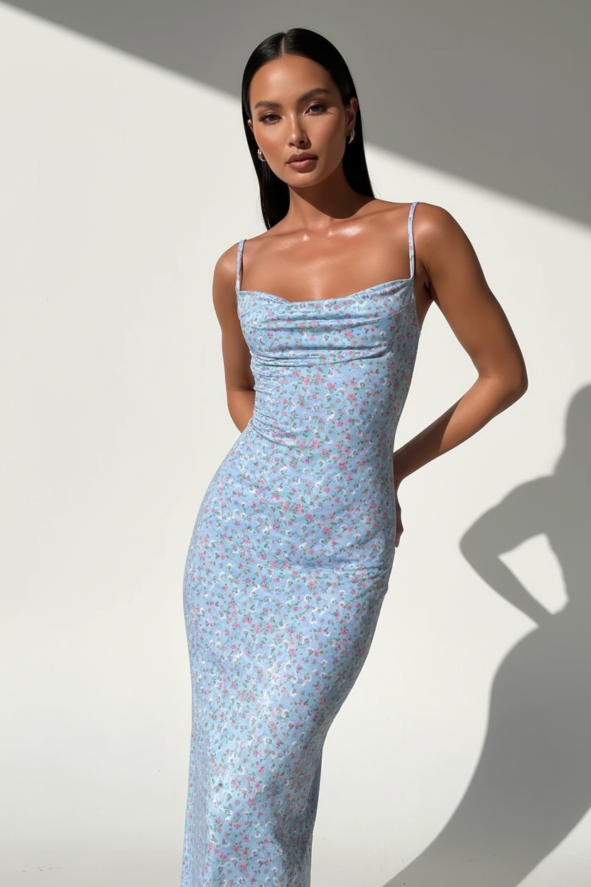 Feminine Flower Maxi Dress