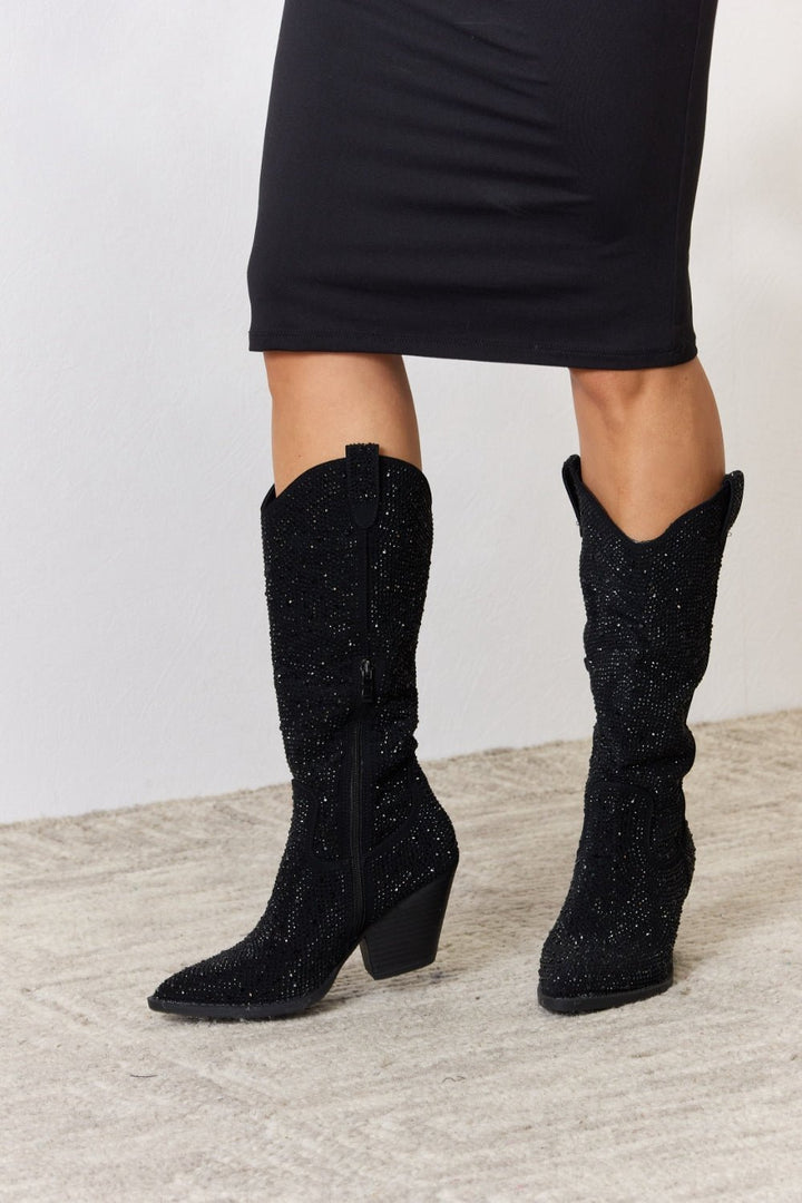 Rhinestone Bling Knee High Cowboy Boots